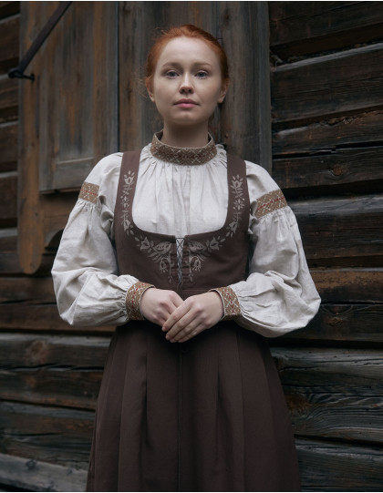 Robe brodée "Alina" chêne foncé