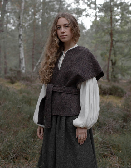 Pull Poncho "Aneta" pure laine marron