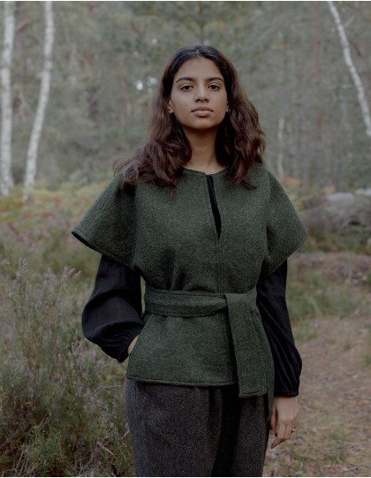 Pull Poncho "Aneta" pure laine vert mousse