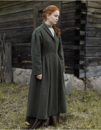 Manteau "Annie" en laine vert mousse