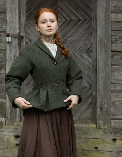 Veste "Annie" en laine vert mousse