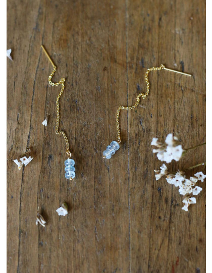 Boucles "Arvid" en or 14k et Aiguemarine