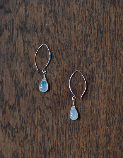 Boucles d'oreilles "Moon drop" argent et pierre de lune