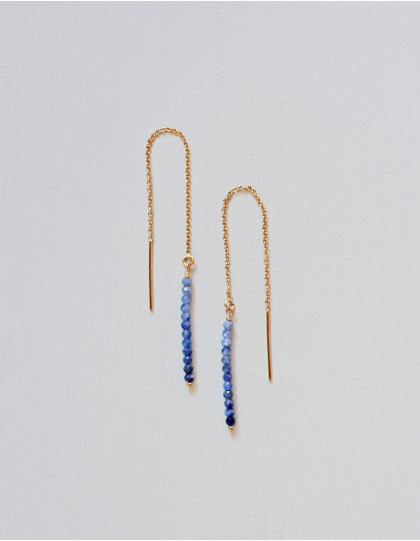 Boucles d'Oreilles "Thurayja" Or et Sodalite