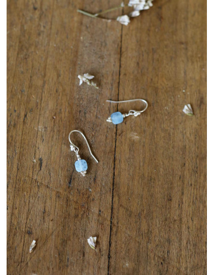 Boucles d'oreille "Asta" en argent et aiguemarine
