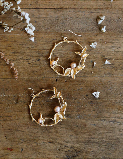 Boucles d'oreilles "Jardin d'hiver" dorées