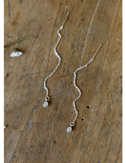 Boucles minimalistes "Ysa" en argent 925 et zirconium