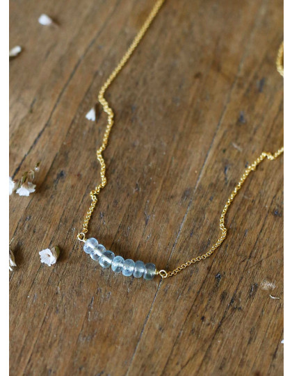 Collier "Arvid" en or 14k et aiguemarine