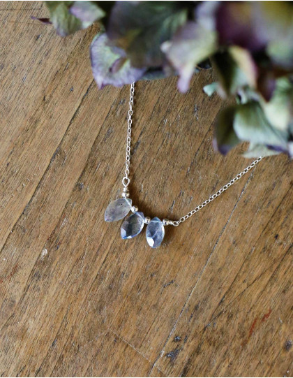 Collier "Trys" argent et labradorite