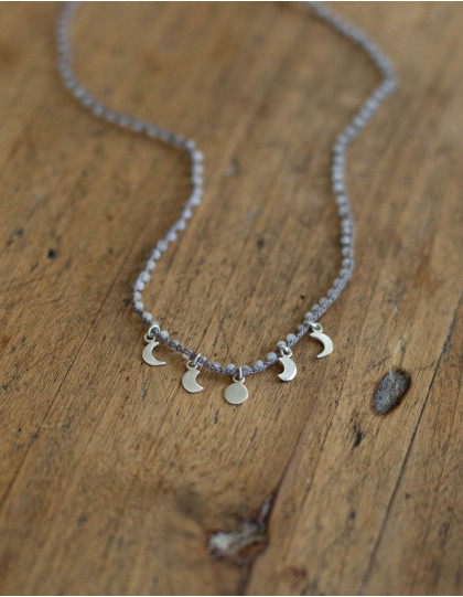 Collier "phases de la lune" et pierre de lune