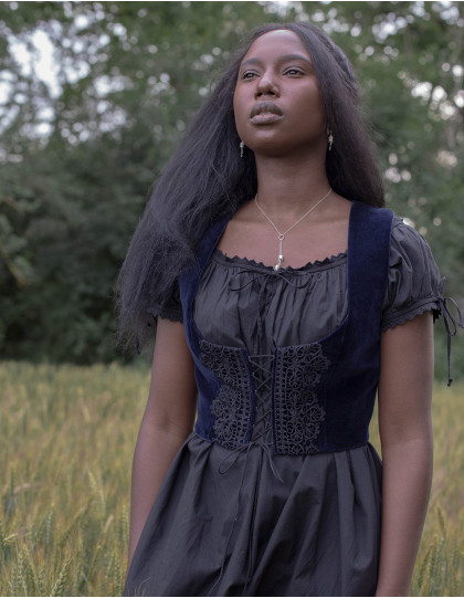 Bustier "Daria" en velours bleu nuit