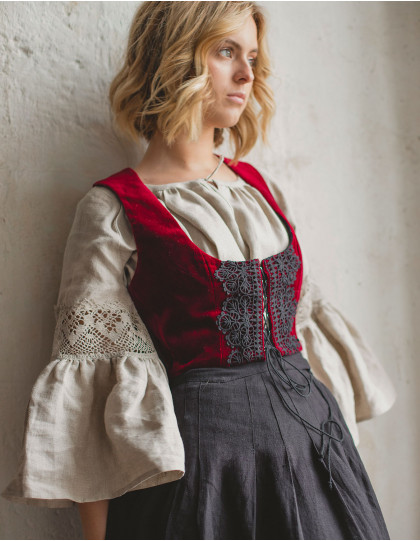 Bustier "Daria" en velours bordeaux