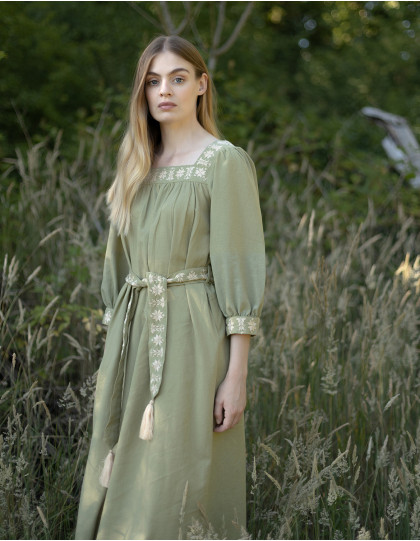 Robe "Elma" manches trois-quarts pistache