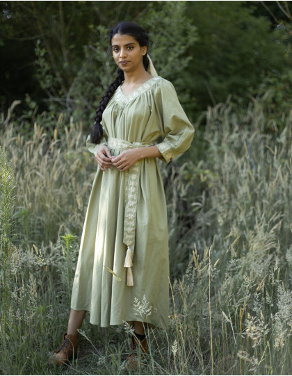 Robe "Ilma" manches trois-quarts pistache