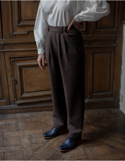 Pantalon "Lana" pure laine marron