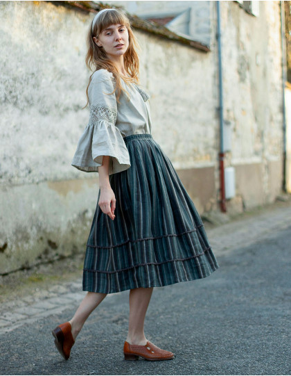 Jupe "Lina" en lin rayé bio