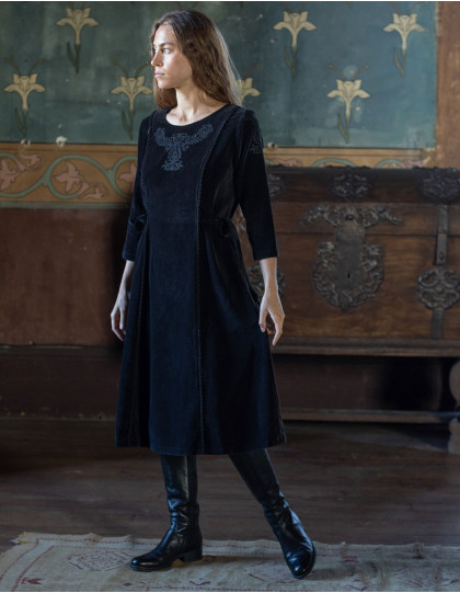 Robe "Marjan" en velours noir brodé