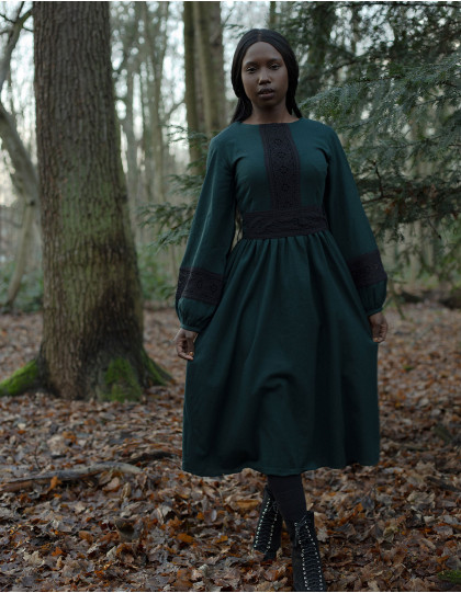 Robe "Misha" en coton bio vert forêt