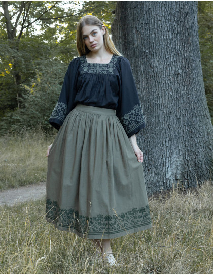 Jupe brodée "Mivilud" vert mousse