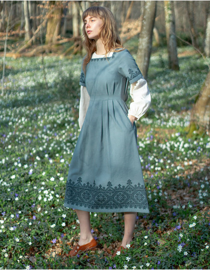 Robe "Oxana" en coton bio bleu lagon