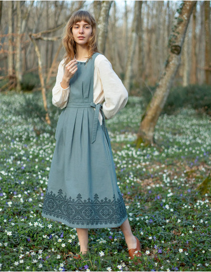 Chasuble "Oxana" en coton bio bleu lagon