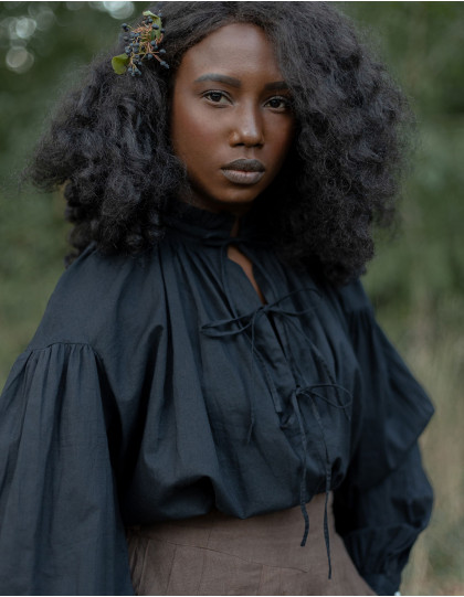 Blouse "Pia" en voile de coton noire