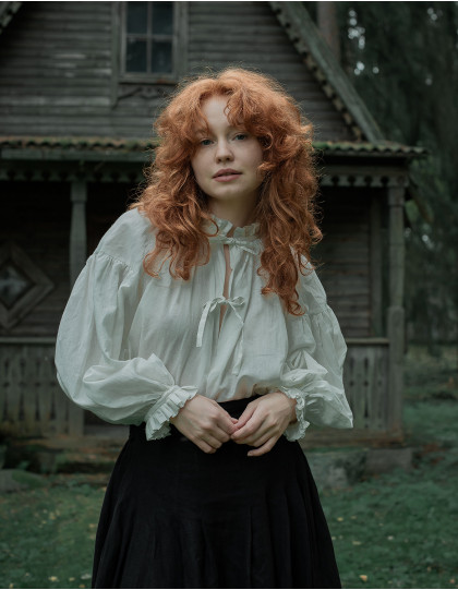 Blouse "Pia" en voile de coton blanc