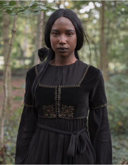 Boléro "Nelda" en velours brodé noir