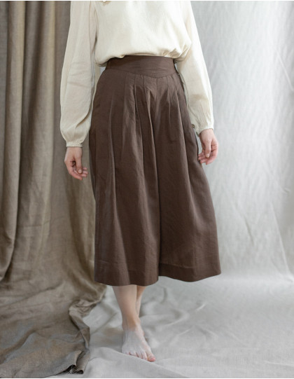 Pantalon palazzo "Vivika" châtaigne midi