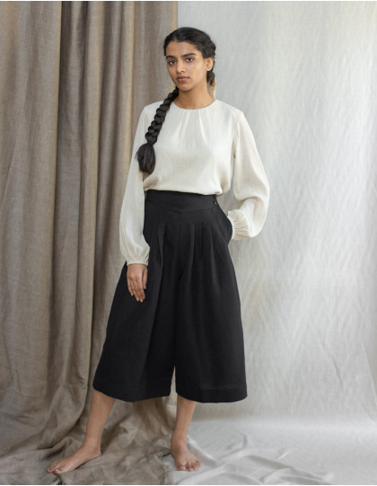 Pantalon palazzo "Vivika" noir midi