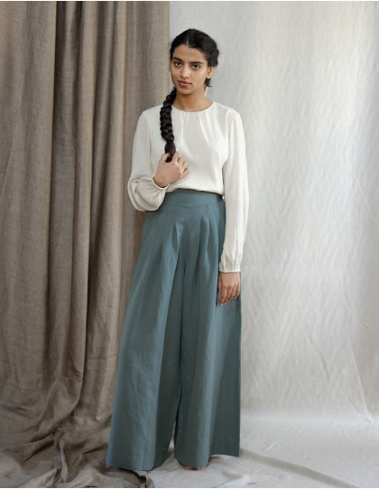 Pantalon palazzo "Vivika" vert sauge
