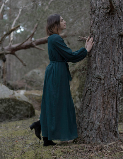 Robe "Ziema" en coton vert forêt