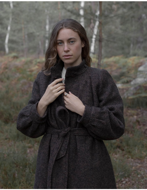 Manteau long "Aneta" pure laine marron