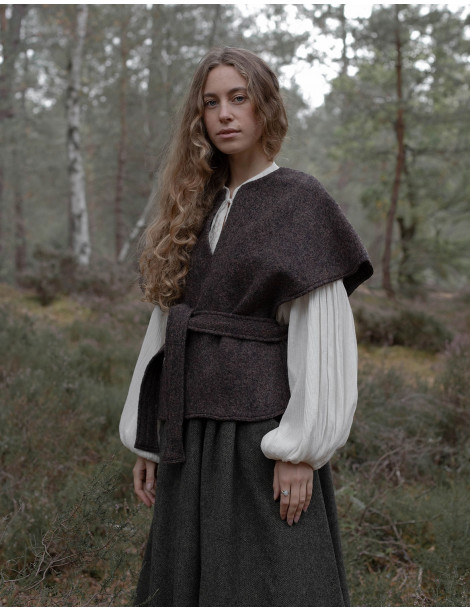 Pull Poncho "Aneta" pure laine marron