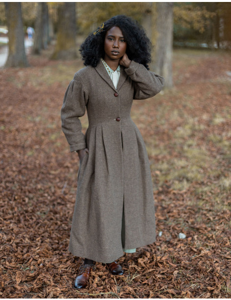 Manteau "Annie" en laine bois flotté