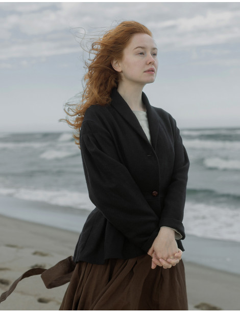 Veste "Annie" en lin épais noire