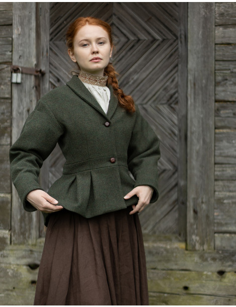Veste "Annie" en laine vert mousse
