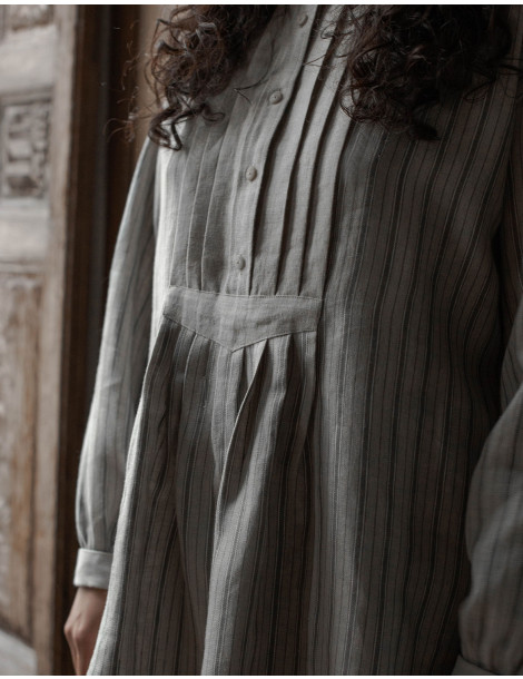 Replica "René" chemise de Meunier en lin rayé