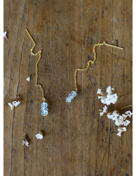 Boucles "Arvid" en or 14k et Aiguemarine