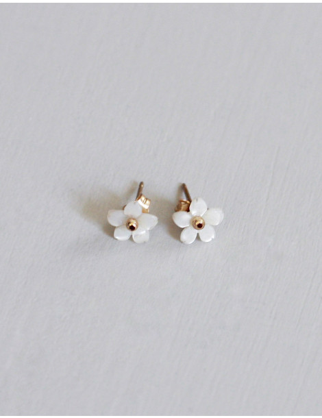 Boucles d'oreilles "Flora" en nacre et or 14k