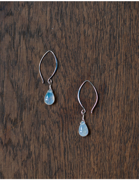 Boucles d'oreilles "Moon drop" argent et pierre de lune