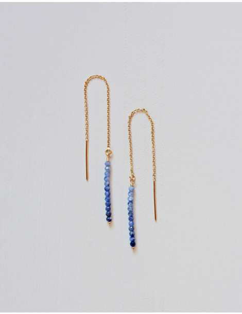 Boucles d'Oreilles "Thurayja" Or et Sodalite