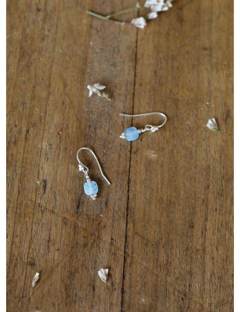 Boucles d'oreille "Asta" en argent et aiguemarine