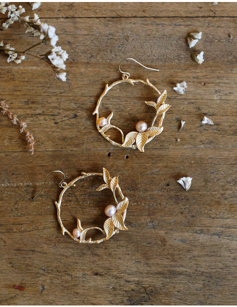 Boucles d'oreilles "Jardin d'hiver" dorées