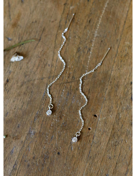 Boucles minimalistes "Ysa" en argent 925 et zirconium