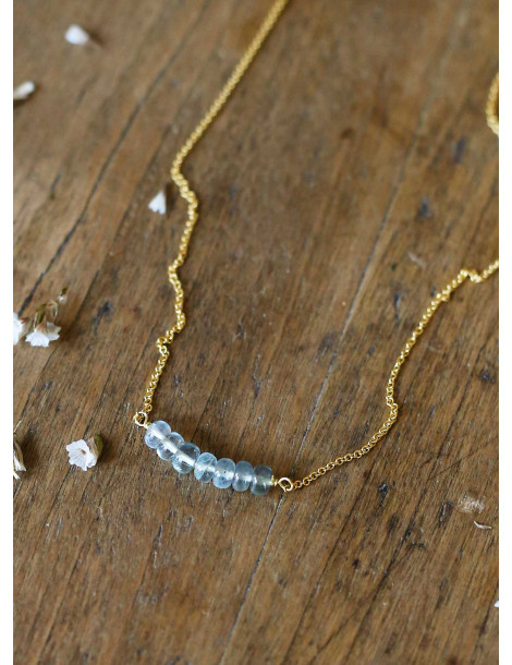 Collier "Arvid" en or 14k et aiguemarine