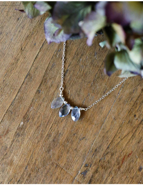 Collier "Trys" argent et labradorite