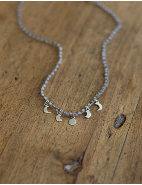 Collier "phases de la lune" et pierre de lune