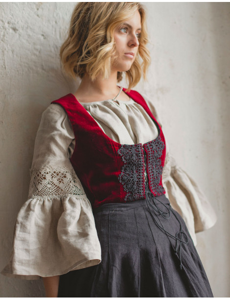 Bustier "Daria" en velours bordeaux