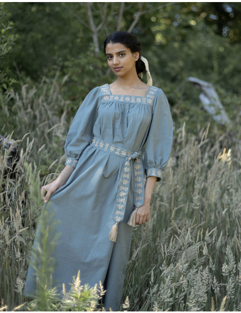 Robe "Elma" manches trois-quarts lagon